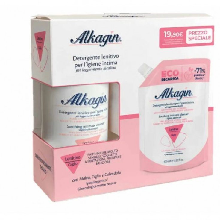 ALKAGIN DETERGENTE INTIMO PH7 LENITIVO 400 ML + RICARICA 400 ML - Farmacia Artemisia di Montecuollo Dott. Angelo snc