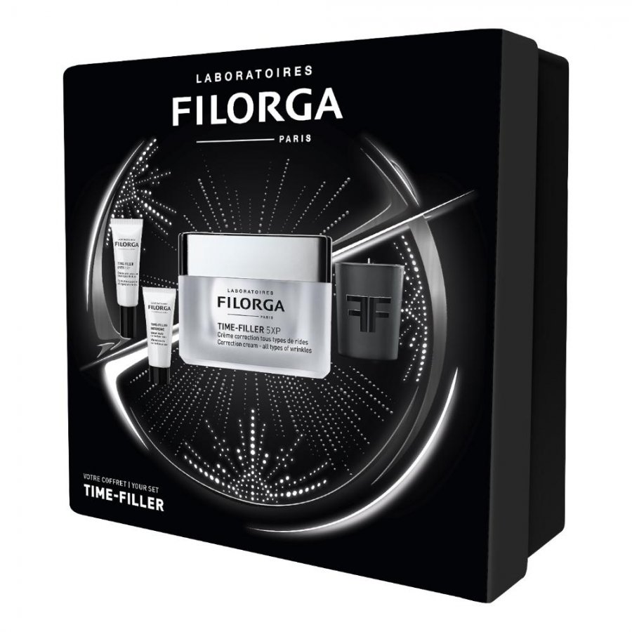 FILORGA XMAS BOX TIME 2023 1 TIME FILLER 5XP 50 ML + 1 TIME FILLER INTENSIVE 7 ML + 1 TIME FILLER EYES 5XP 4 ML + 1 MINI CANDLE - Farmacia Artemisia di Montecuollo Dott. Angelo snc