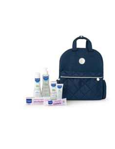 MUSTELA ZAINO BORSA 2024 1 MUSTELA DETERGENTE DELICATO 200 ML + 1 PASTA CAMBIO 50 ML + 1 FLUIDO S/R 300 ML + 1 HYDRA BEBE' CREMA VISO 40 ML - Farmacia Artemisia di Montecuollo Dott. Angelo snc