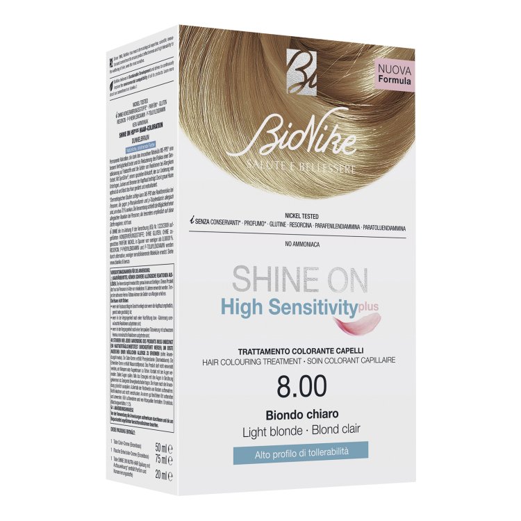 SHINE ON HIGH SENSITIVITY PLUS BIONDO CHIARO 8,00 RIVELATORE IN CREMA 75 ML + CREMA COLORANTE 50 ML - Farmacia Artemisia di Montecuollo Dott. Angelo snc