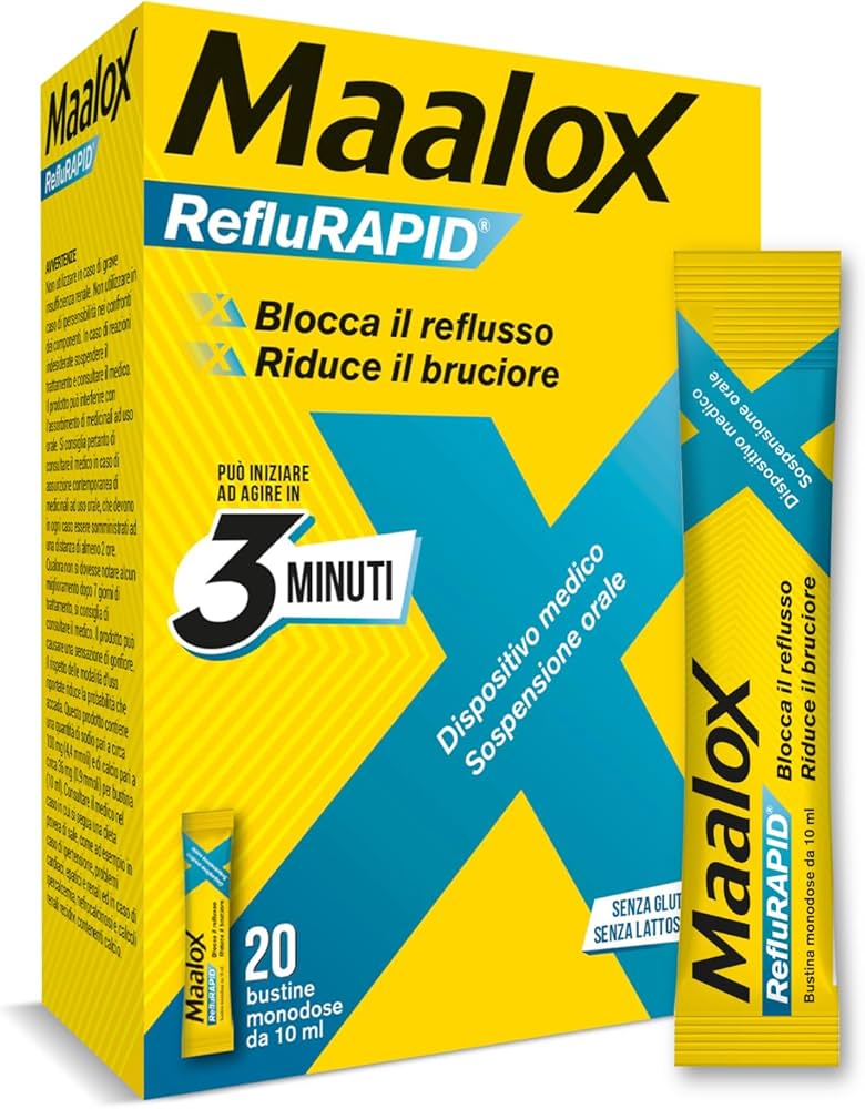 SOSPENSIONE ORALE MAALOX REFLURAPID 20 BUSTINE MONODOSE DA 10 ML - Farmacia Artemisia di Montecuollo Dott. Angelo snc