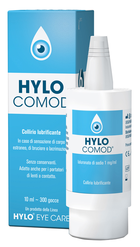 HYLO-COMOD GOCCE OCULARI IALURONATO DI SODIO 0,1%  FLACONCINO 10 ML - Farmacia Artemisia di Montecuollo Dott. Angelo snc