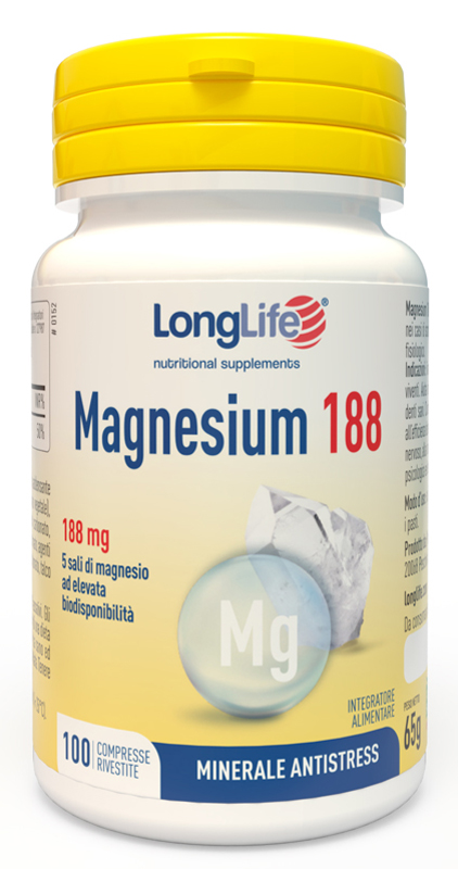 LONGLIFE MAGNESIUM 188 100 COMPRESSE RIVESTITE DA 6,5 G - Farmacia Artemisia di Montecuollo Dott. Angelo snc