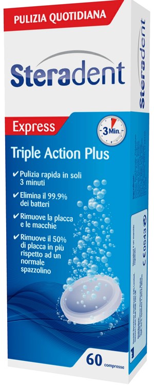 STERADENT TRIPLE ACTION PLUS 60 COMPRESSE PULENTI - Farmacia Artemisia di Montecuollo Dott. Angelo snc