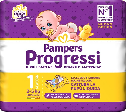 PAMPERS PROGRESSI NEWBORN PANNOLINO 1 2-5KG 28 PEZZI - Farmacia Artemisia di Montecuollo Dott. Angelo snc