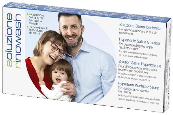 RINOWASH SOLUZIONE SALINA IPERTONICA PER PULIZIA NASO 10 FIALE RICHIUDIBILI X 10 ML - Farmacia Artemisia di Montecuollo Dott. Angelo snc