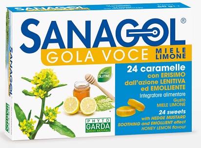 SANAGOL GOLA VOCE MIELE LIMONE 24 CARAMELLE - Farmacia Artemisia di Montecuollo Dott. Angelo snc