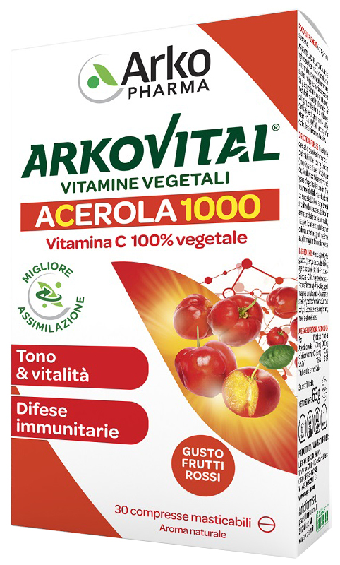 ARKOVITAL ACEROLA 1000 30 COMPRESSE MASTICABILI - Farmacia Artemisia di Montecuollo Dott. Angelo snc