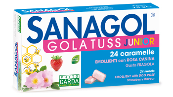 SANAGOL GOLA TUSS JUNIOR FRAGOLA 24 CARAMELLE - Farmacia Artemisia di Montecuollo Dott. Angelo snc