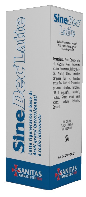EMULSIONE PROFUMATA CONTENENTE OLIO OSSIGENATO PER PREVENZIONE E MEDICAZIONE DELLE ULCERE DA DECUBITO DI GRADO I SU PELLE INTEGRA SINEDEC LATTE 60ML - Farmacia Artemisia di Montecuollo Dott. Angelo snc