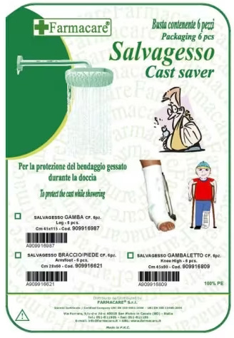 SALVAGESSO PER GAMBALETTO UTILE PER LA PROTEZIONE DEL GESSO DURANTE LA DOCCIA 6 PEZZI - Farmacia Artemisia di Montecuollo Dott. Angelo snc