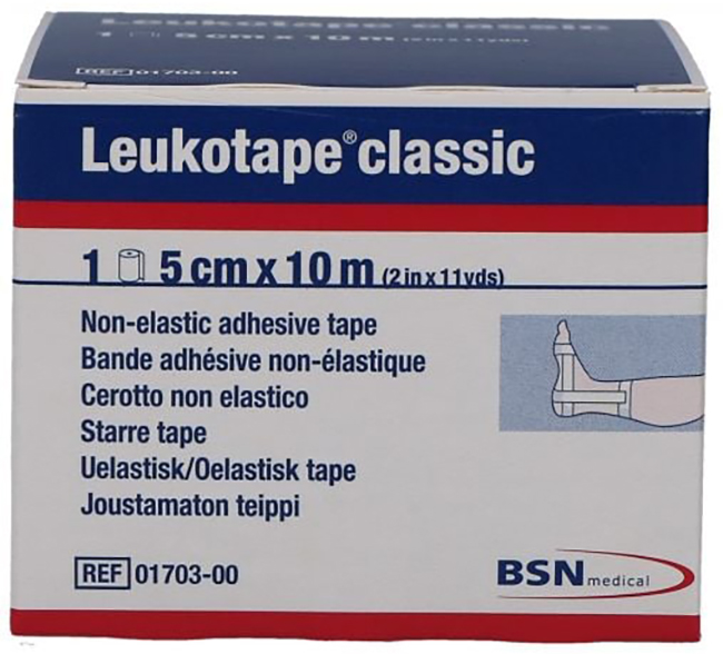 LEUKOTAPE BENDA ANELASTICA PER BENDAGGI FUNZIONALI 5X100 CM - Farmacia Artemisia di Montecuollo Dott. Angelo snc
