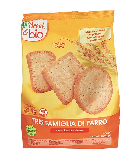 BREAK & BIO BISCOTTI TRIS FAMIGLIA DI FARRO 800 G SENZA UOVA - Farmacia Artemisia di Montecuollo Dott. Angelo snc