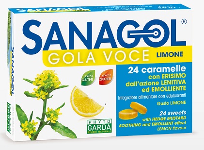 SANAGOL GOLA VOCE SENZA ZUCCHERO LIMONE 24 CARAMELLE - Farmacia Artemisia di Montecuollo Dott. Angelo snc