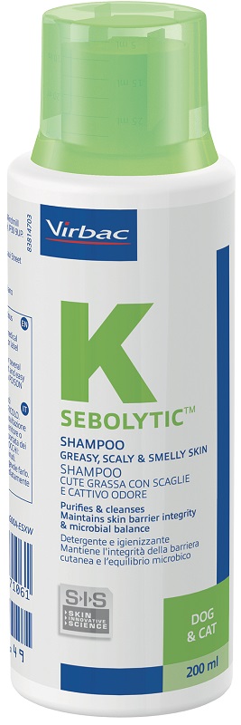 SEBOLYTIC SHAMPOO CUTE GRASSA CON SCAGLIE E CATTIVO ODORE CANE E GATTO 200 ML - Farmacia Artemisia di Montecuollo Dott. Angelo snc