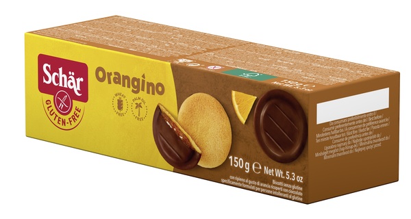 SCHAR ORANGINO BISCOTTI CON RIPIENO AL GUSTO DI ARANCIA RICOPERTI CON CIOCCOLATO 150 G - Farmacia Artemisia di Montecuollo Dott. Angelo snc