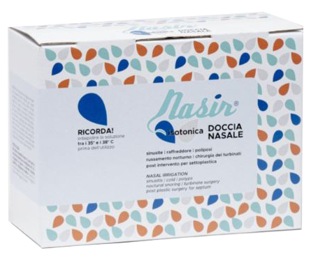 NASIR DOCCIA NASALE CON SOLUZIONE FISIOLOGICA ISOTONICA 10 SACCHE 250 ML + 1 BLISTER - Farmacia Artemisia di Montecuollo Dott. Angelo snc