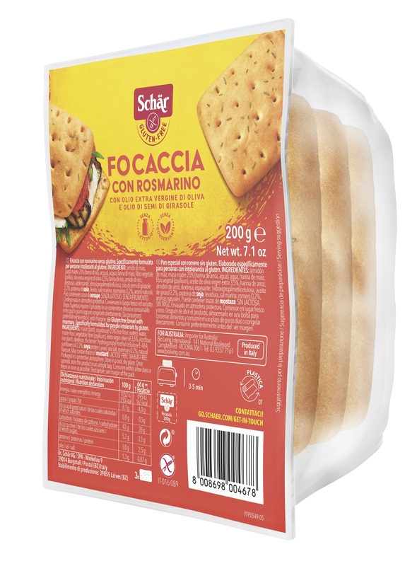 SCHAR FOCACCIA CON ROSMARINO SENZA LATTOSIO 200 G - Farmacia Artemisia di Montecuollo Dott. Angelo snc