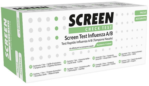 TEST SCREEN QUALITATIVO PER DETERMINAZIONE ANTIGENE DI VIRUS INFLUENZA A/B DA CAMPIONI DI TAMPONI NASALI E FARINGEI 1 PEZZO - Farmacia Artemisia di Montecuollo Dott. Angelo snc