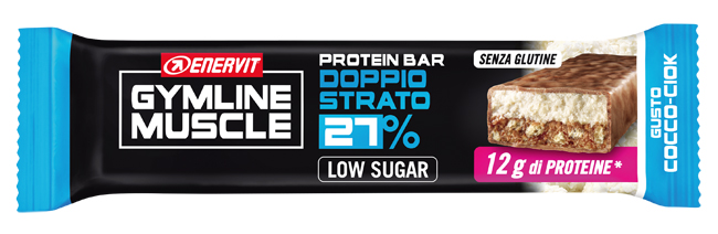 ENERVIT GYMLINE MUSCLE PROTEIN BAR 27% DOPPIO STRATO COCCO-CIOK 1 PEZZO - Farmacia Artemisia di Montecuollo Dott. Angelo snc