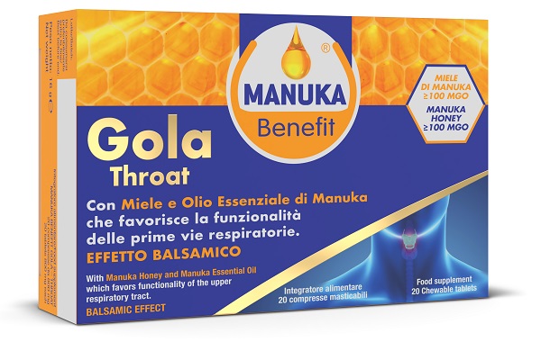 MANUKA BENEFIT GOLA THROAT 20 COMPRESSE MASTICABILI - Farmacia Artemisia di Montecuollo Dott. Angelo snc
