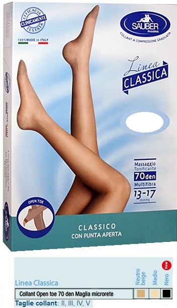 SAUBER COLLANT OPEN TOE MAGLIA MICRORETE 70 DEN COLORE NEUTRO BEIGE 4 LINEA CLASSICA - Farmacia Artemisia di Montecuollo Dott. Angelo snc