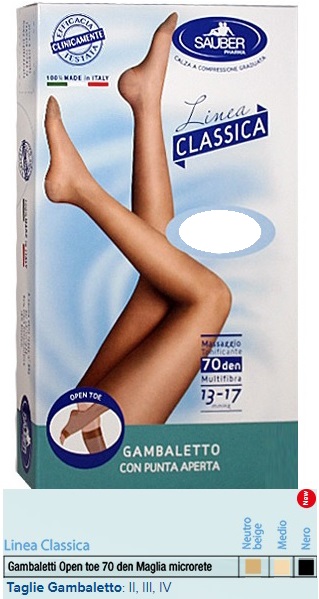 SAUBER GAMBALETTO OPEN TOE MAGLIA MICRORETE 70 DEN COLORE NEUTRO BEIGE TAGLIA 2 LINEA CLASSICA - Farmacia Artemisia di Montecuollo Dott. Angelo snc