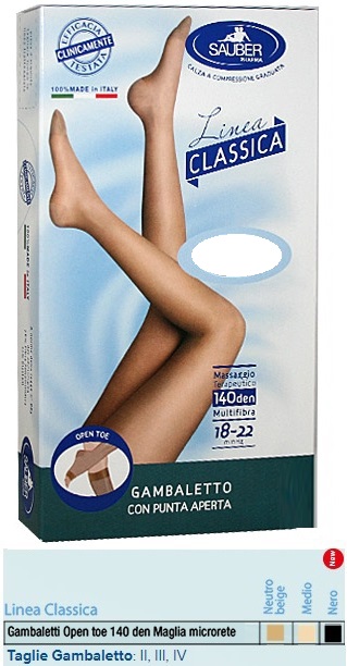 SAUBER GAMBALETTO OPEN TOE MAGLIA MICRORETE 140 DEN COLORE MEDIO TAGLIA 2 LINEA CLASSICA - Farmacia Artemisia di Montecuollo Dott. Angelo snc