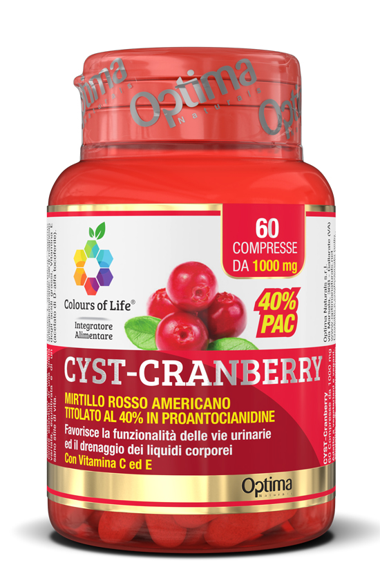 COLOURS OF LIFE CYST-CRANBERRY CON VITAMINA C E 60 COMPRESSE 1000 MG - Farmacia Artemisia di Montecuollo Dott. Angelo snc