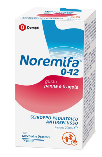 SCIROPPO PEDIATRICO ANTIREFLUSSO NOREMIFA 0-12 FLACONE 200 ML GUSTO PANNA E FRAGOLA - Farmacia Artemisia di Montecuollo Dott. Angelo snc