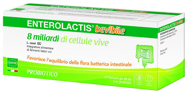 ENTEROLACTIS BEVIBILE 12 FLACONCINI DA 10 ML SOFAR - Farmacia Artemisia di Montecuollo Dott. Angelo snc