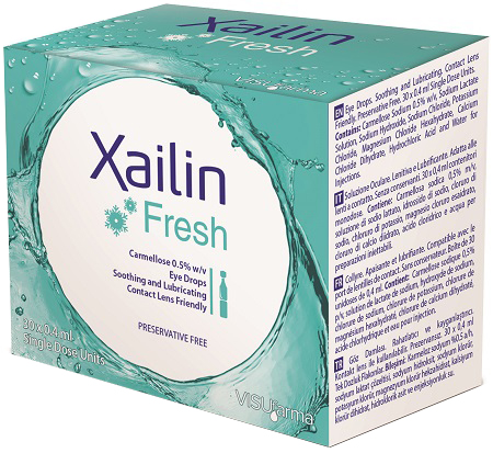 XAILIN FRESH GOCCE OCULARI CARBOSSIMETILCELLULOSA 0,5% 30 FLACONCINI MONODOSE 0,4 ML - Farmacia Artemisia di Montecuollo Dott. Angelo snc