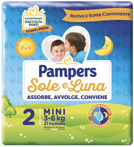 PANNOLINO PER BAMBINO PAMPERS SOLE & LUNA FLASH MINI 21 PEZZI - Farmacia Artemisia di Montecuollo Dott. Angelo snc