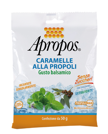 APROPOS CARAMELLE DURE ALLA PROPOLI BALSAMICHE SENZA ZUCCHERO 50 G - Farmacia Artemisia di Montecuollo Dott. Angelo snc