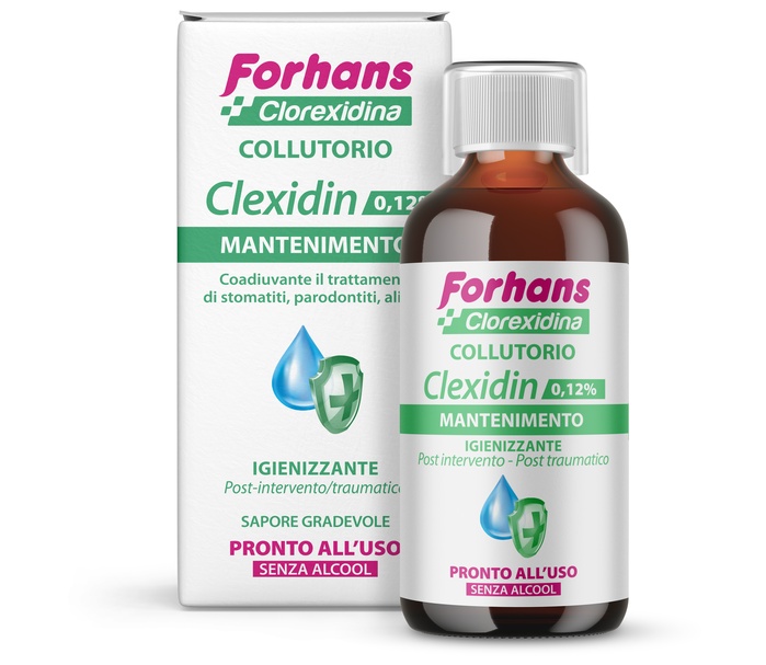 FORHANS COLLUTORIO CON CLOREXIDINA 0,12 CLEXIDIN SENZA ALCOOL 200 ML - Farmacia Artemisia di Montecuollo Dott. Angelo snc