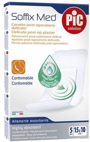 CEROTTO PIC SOFFIX MED IN TNT CON TAMPONE CENTRALE ASSORBENTE STERILE MONOUSO 10X15 CM ANTIBATTERICO 5 PEZZI - Farmacia Artemisia di Montecuollo Dott. Angelo snc