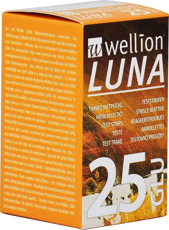 WELLION LUNA 25 STRIPS STRISCE PER MISURAZIONE GLICEMIA - Farmacia Artemisia di Montecuollo Dott. Angelo snc