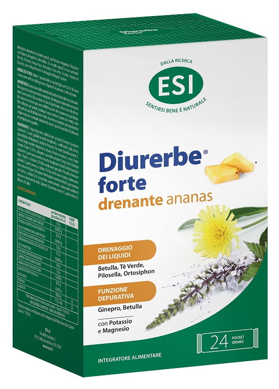 ESI DIURERBE FORTE DRENANTE ANANAS 24 POCKET DRINK DA 20 ML - Farmacia Artemisia di Montecuollo Dott. Angelo snc