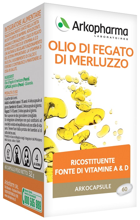 ARKO CAPSULE OLIO FEGATO MERLUZZO 60 CAPSULE - Farmacia Artemisia di Montecuollo Dott. Angelo snc