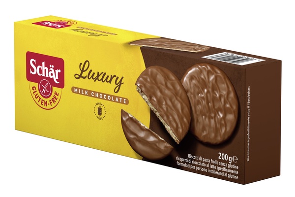 SCHAR LUXURY BISCOTTI DI PASTA FROLLA RICOPERTI DI CIOCCOLATO AL LATTE 200 G - Farmacia Artemisia di Montecuollo Dott. Angelo snc