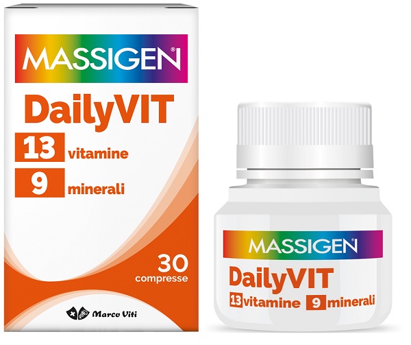 MASSIGEN DAILYVIT 12 VITAMINE 11 MINERALI 30 COMPRESSE RIVESTITE - Farmacia Artemisia di Montecuollo Dott. Angelo snc