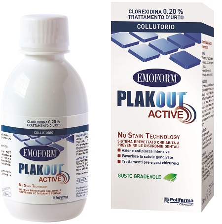 EMOFORM PLAK OUT ACTIVE CLOREXIDINA 0,20% COLLUTORIO 200 ML - Farmacia Artemisia di Montecuollo Dott. Angelo snc