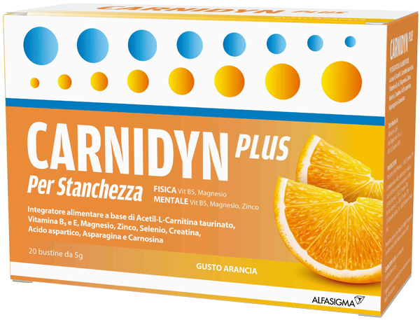 CARNIDYN PLUS 20 BUSTINE DA 5 G GUSTO ARANCIA - Farmacia Artemisia di Montecuollo Dott. Angelo snc