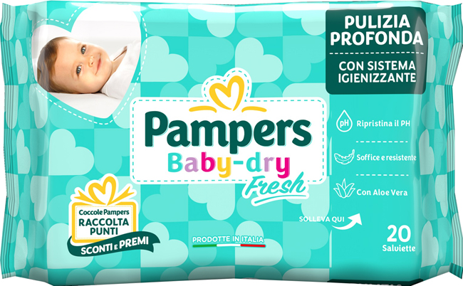 SALVIETTINE UMIDIFICATE PAMPERS BABY FRESH 30% + CONSISTENTE 20 PEZZI - Farmacia Artemisia di Montecuollo Dott. Angelo snc