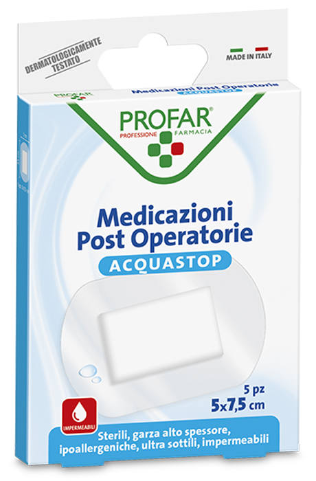 ACQUASTOP MEDICAZIONE POST OPERATORIA 5X7,5 CM PROFAR MED 5 PEZZI - Farmacia Artemisia di Montecuollo Dott. Angelo snc