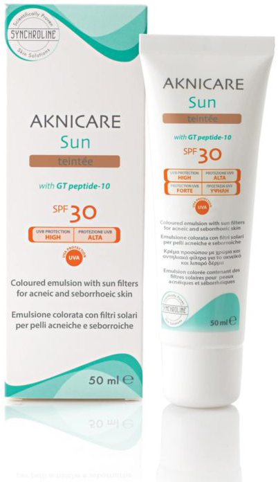 CREMA COLORATA PROTETTIVA SOLARE PER PELLE ACNEICA AKNICARE SUN TEINTEE' DORE' TUBETTO 50 ML - Farmacia Artemisia di Montecuollo Dott. Angelo snc