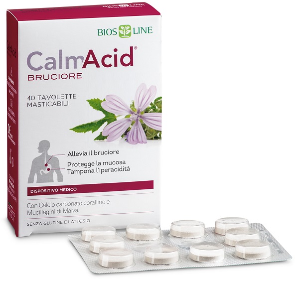 BIOSLINE CALMACID BRUCIORE 40 TAVOLETTE MASTICABILI - Farmacia Artemisia di Montecuollo Dott. Angelo snc