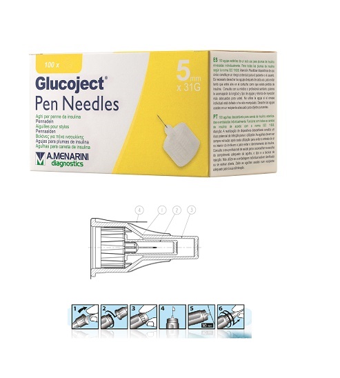 AGO PER PENNA DA INSULINA GLUCOJECT LUNGHEZZA 5 MM GAUGE 31 100 PEZZI - Farmacia Artemisia di Montecuollo Dott. Angelo snc