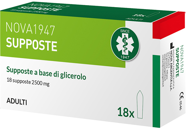 NOVA1947 GLICEROLO 2500MG SUPPOSTE ADULTI 18 PEZZI - Farmacia Artemisia di Montecuollo Dott. Angelo snc