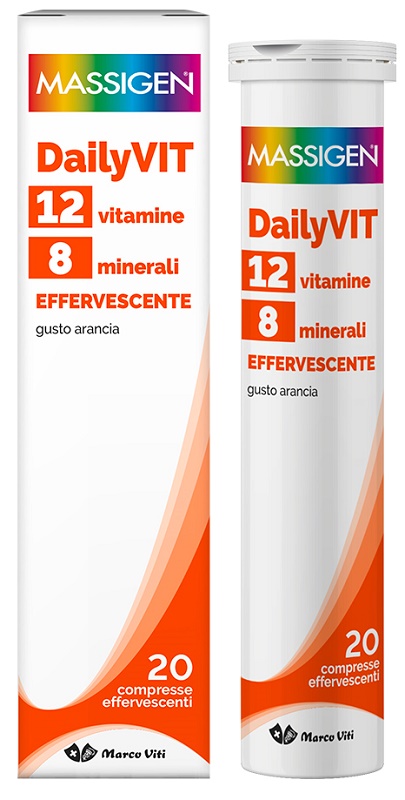 MASSIGEN DAILYVIT 12 VITAMINE 8 MINERALI EFFERVESCENTE 20 COMPRESSE - Farmacia Artemisia di Montecuollo Dott. Angelo snc